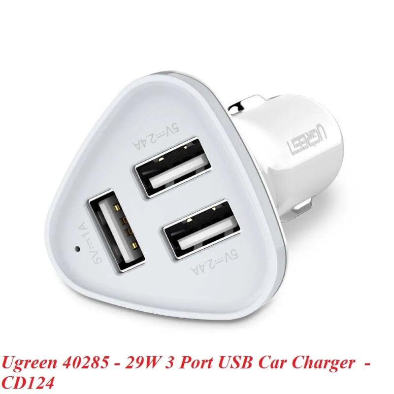 Ugreen UG40285CD124TK 29W màu Trắng Bộ sạc ô tô 3 cổng USB - HÀNG CHÍNH HÃNG