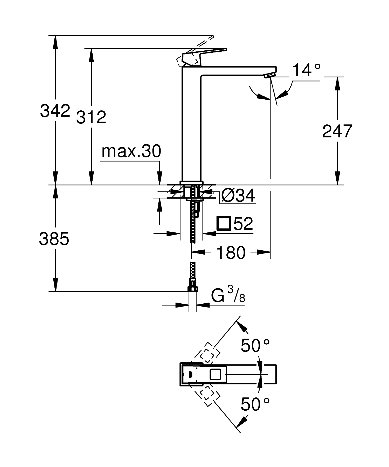 Vòi Chậu GROHE EUROCUBE Size XL - 23406000