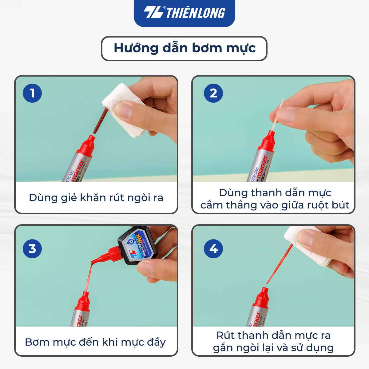 Hộp 10 Bút Lông Dầu Thiên Long PM-09