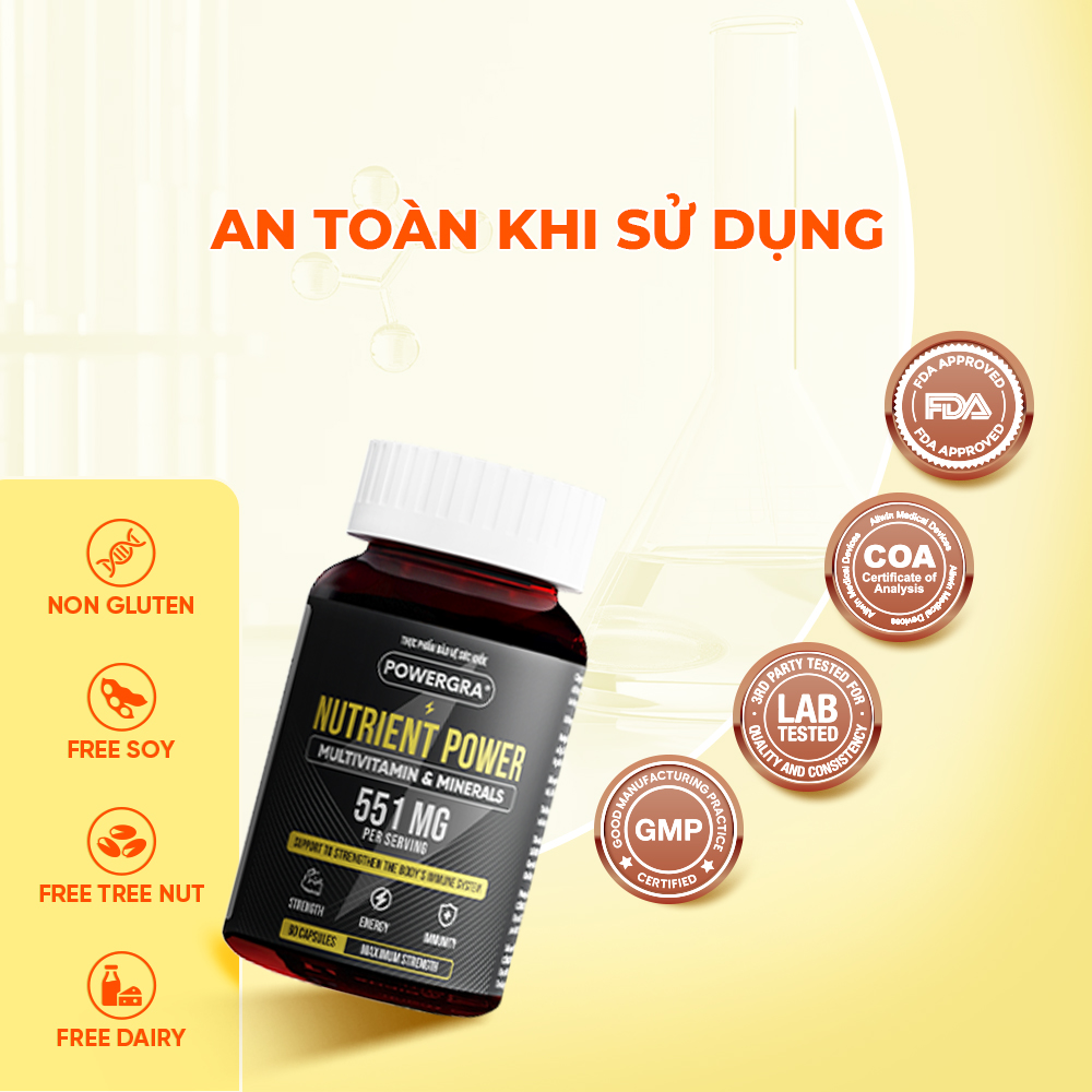 Viên uống bổ sung vitamin tổng hợp và khoáng chất Powergra Nutrient Power - Hộp 60 viên