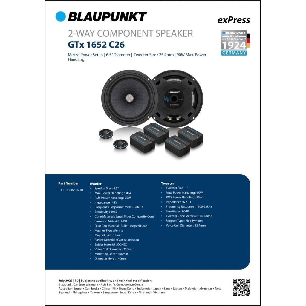 Với Loa cánh 2 way Blaupunkt GTX 1652 C26 2-way component Speakers hàng Đức từ 1924