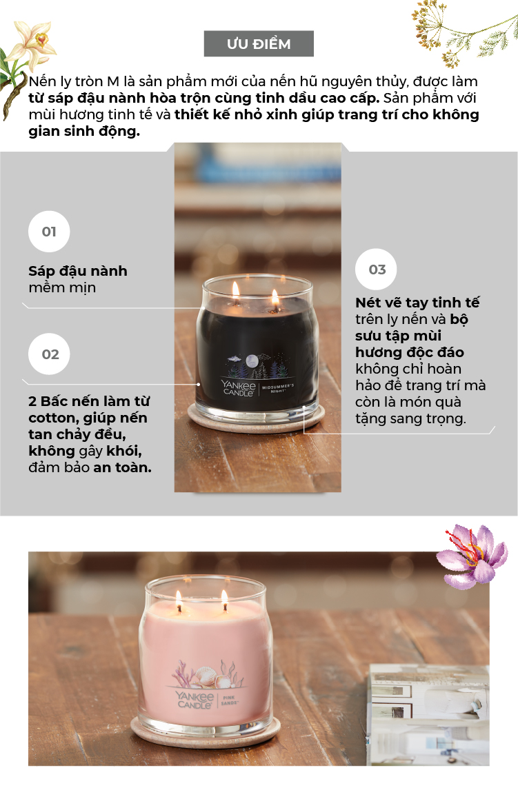 Nến ly tròn sáp đậu nành Yankee Candle size M (369g) - Balsam & Cedar
