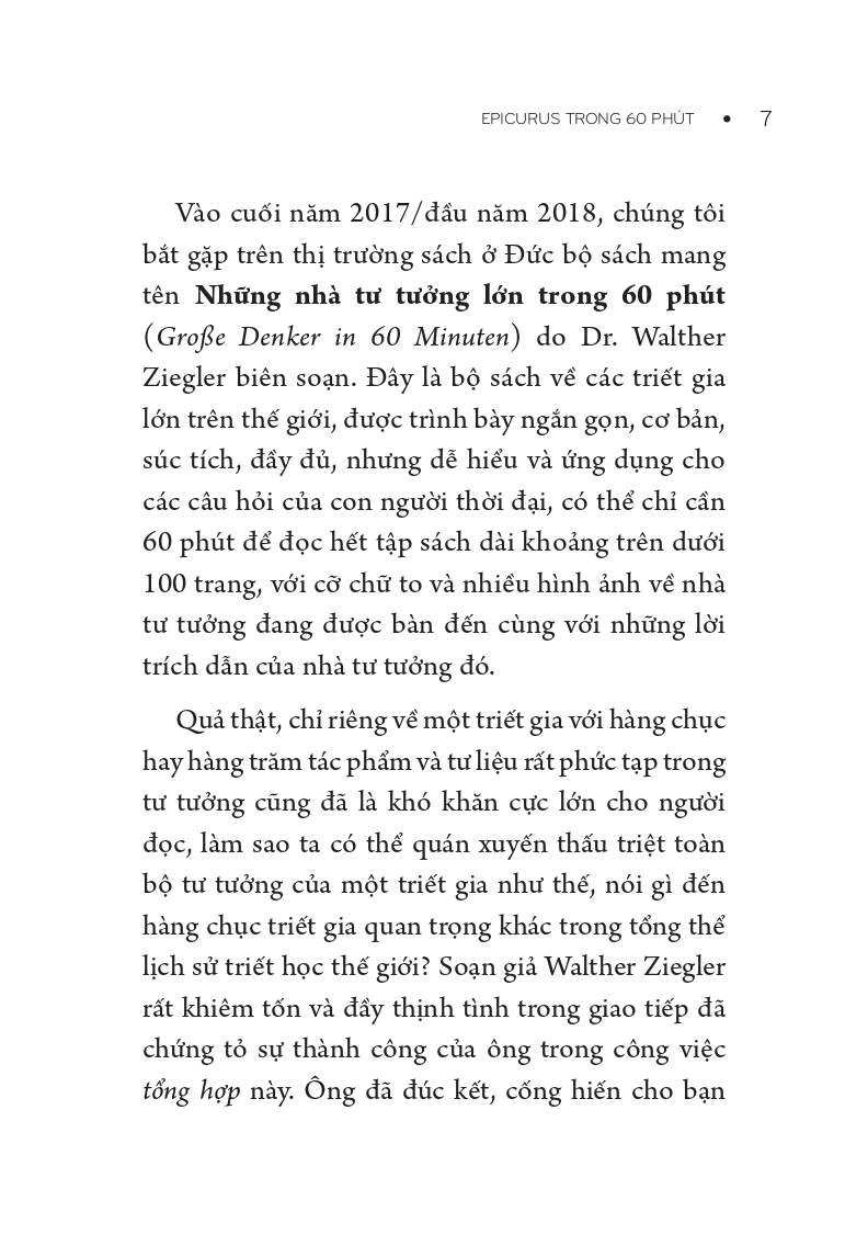 Những Nhà Tư Tưởng Lớn - Epikur Trong 60 Phút - Vanlangbooks