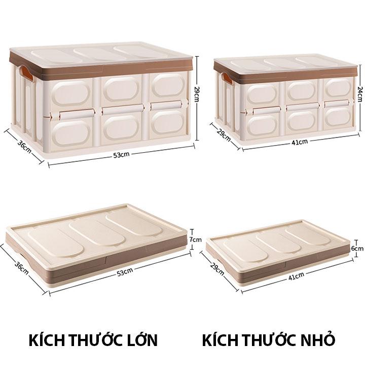 Thùng đựng đồ Ô Tô để cốp có thể gập gọn có nắp đậy, dùng để đựng đồ chơi trẻ em, đồ đi chợ, siêu thị, đồ chơi khi đi dã ngoại hay pic nic để xe bạn gọn gàng hơn khi di chuyển - dung tích55L