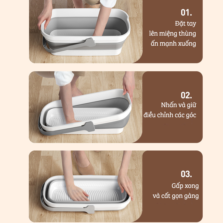 Xô Nhựa Cao Cấp Gấp Gọn Đa Năng Damas, Xô Nước Lau Nhà Vệ Sinh Nhà Cửa - Chất Liệu Nhựa PP An Toàn Cho Người Tiêu Dùng - Dung Tích 12L Phù Hợp Với Nhiều Nhu Cầu Sử Dụng: Rửa Xe, Câu Cá, Để Đồ Đạc,...Thiết Kế Kèm Quai Xách Tay Thuận Tiện Di Chuyển