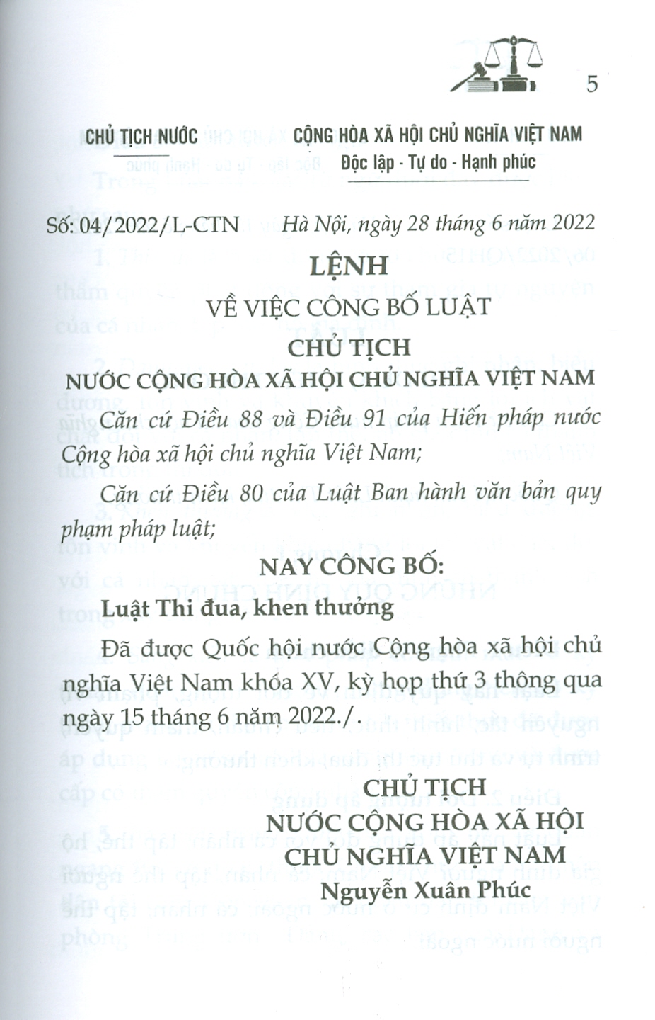 Luật Thi Đua, Khen Thưởng Năm 2022