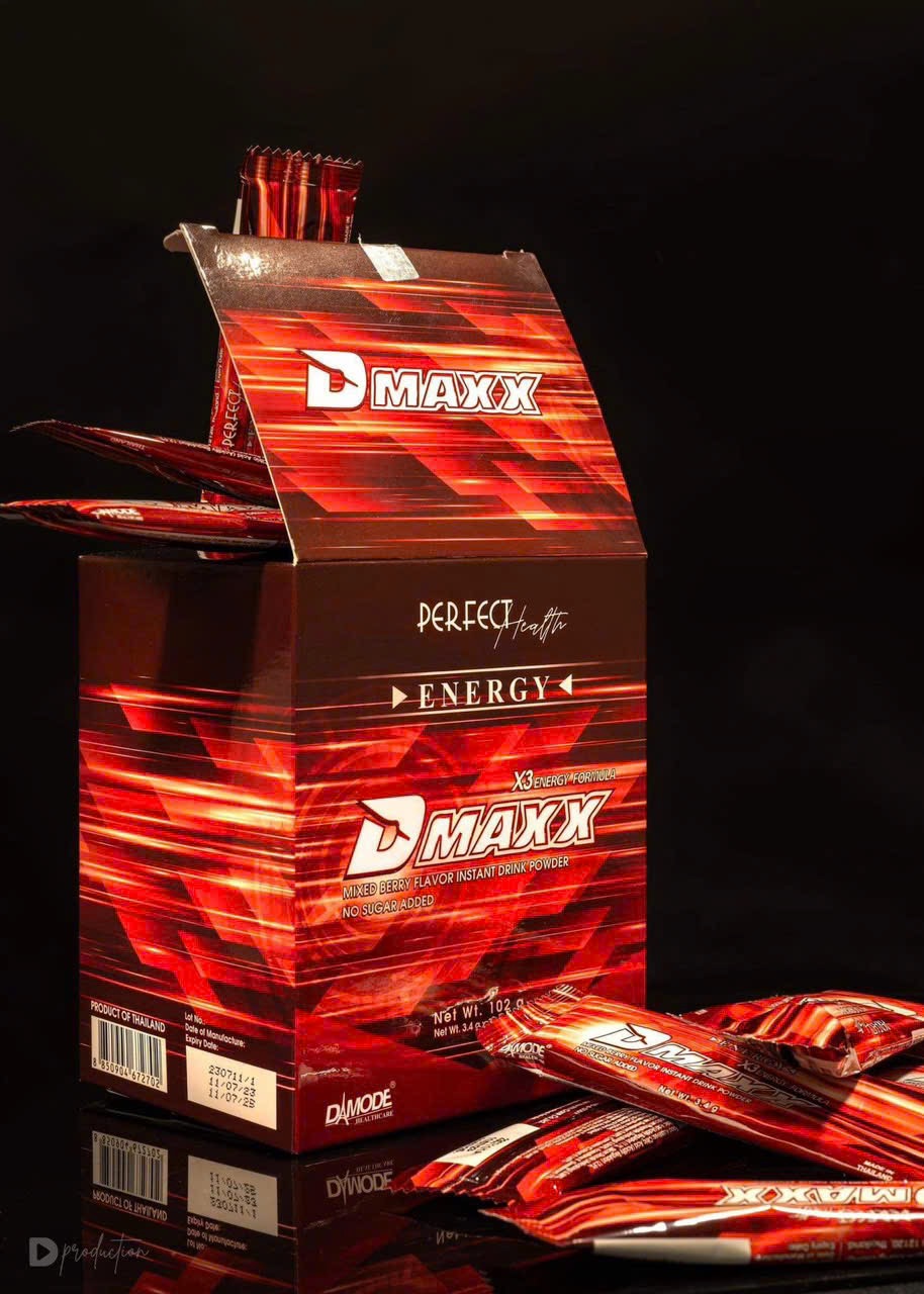 DMAXX thức uống bổ sung vitamin năng lượng không đường DAMODE 25 gói dùng thử màu đỏ