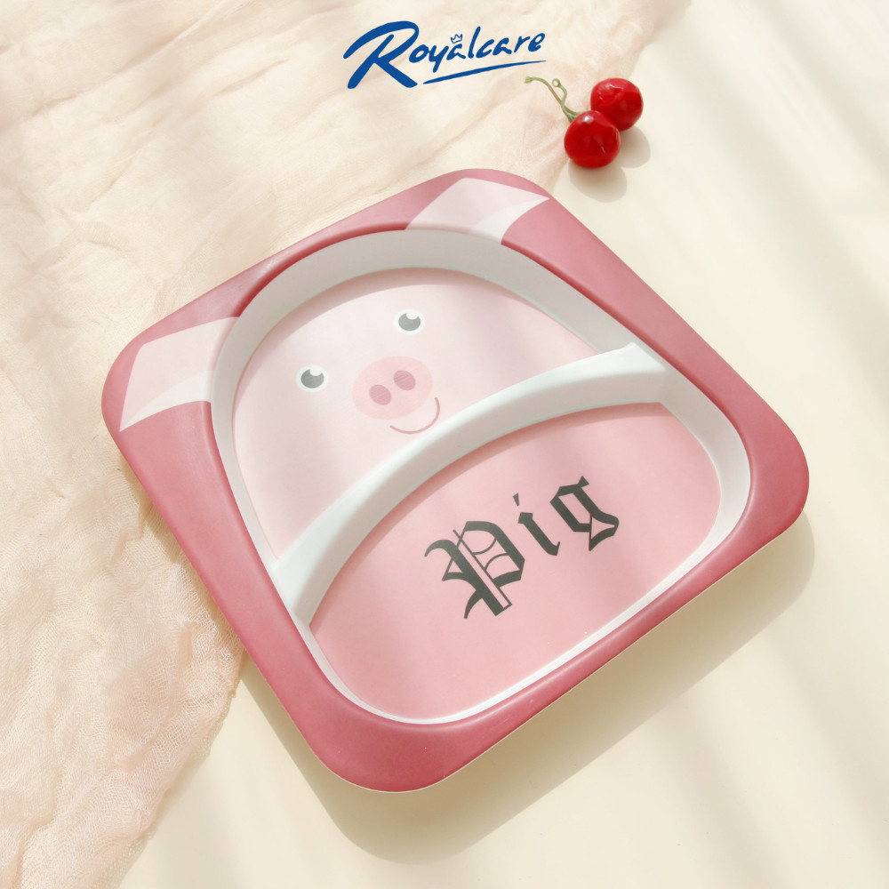 Khay ăn dặm chia 2 ngăn từ tre Bamboo kháng khuẩn cho bé Royal care D7006 - tiêu chuẩn EN71 Châu Âu