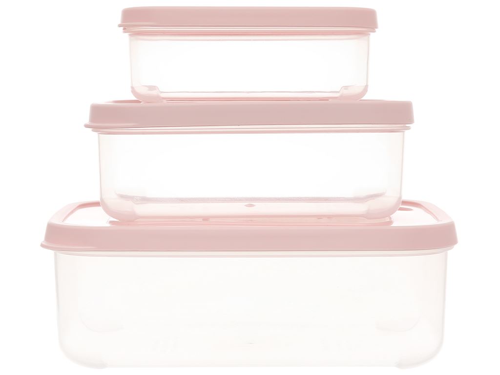 Bộ 3 hộp thực phẩm chữ nhật Hokkaido 500-1000-2000ml - Giao màu ngẫu nhiên