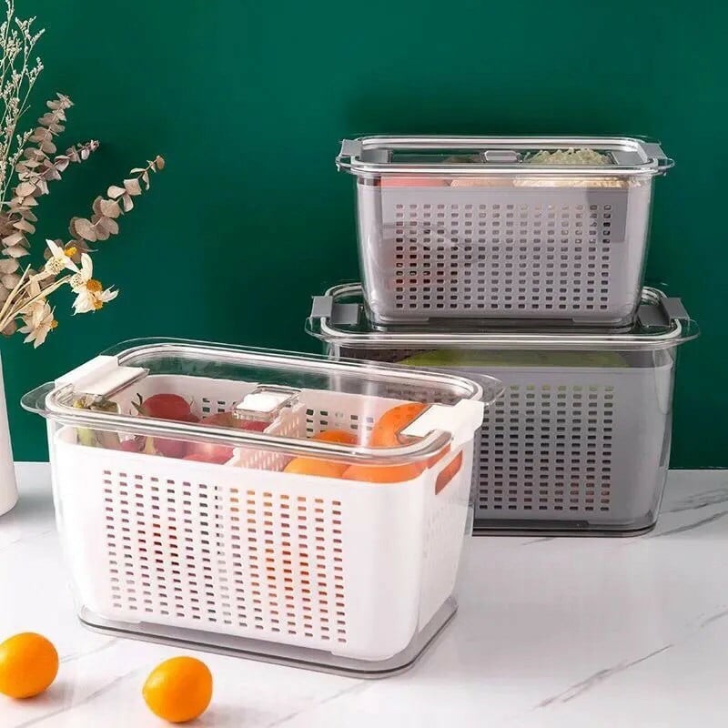 Hộp đựng thực phẩm 2 lớp trong tủ lạnh kiểu Nhật loại 1.7L, màu sắc giao ngẫu nhiên - Hàng chính hãng