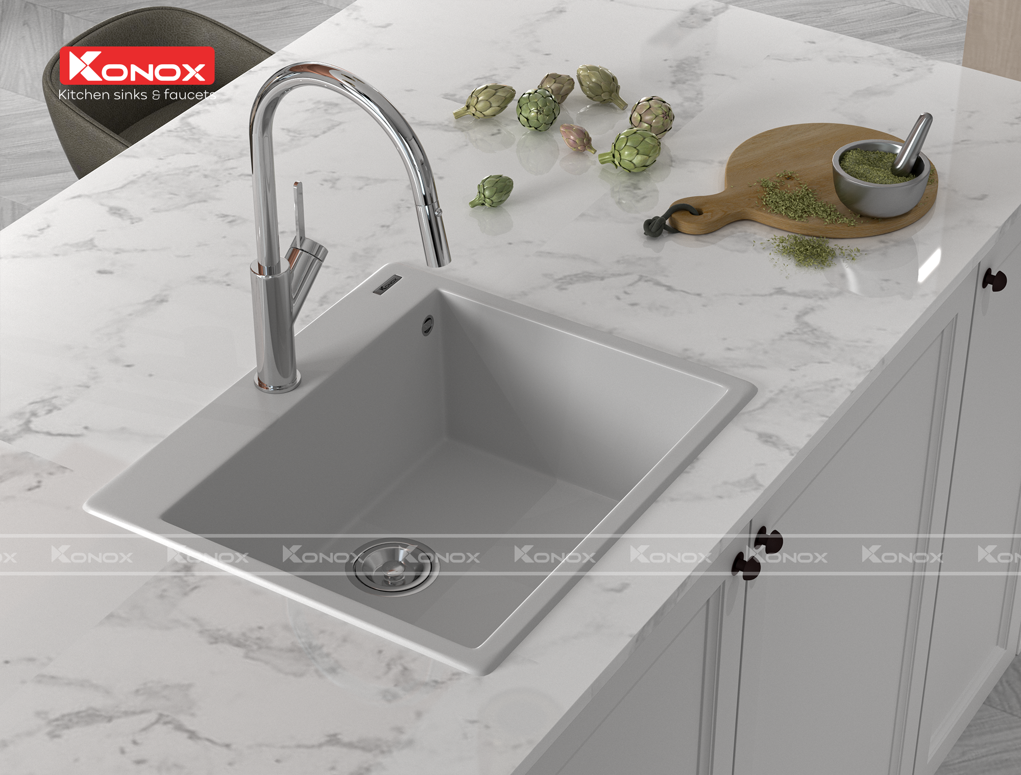 Vòi rửa bát kéo dây Konox, Model Ponte Black, 4 phiên bản màu, Bề mặt mạ PVD 5 lớp cao cấp, Lõi đồng tiêu chuẩn CW617N, Linh kiện phụ trợ dòng chảy nhập khẩu châu Âu, Bảo hành chính hãng 5 năm, Hàng chính hãng