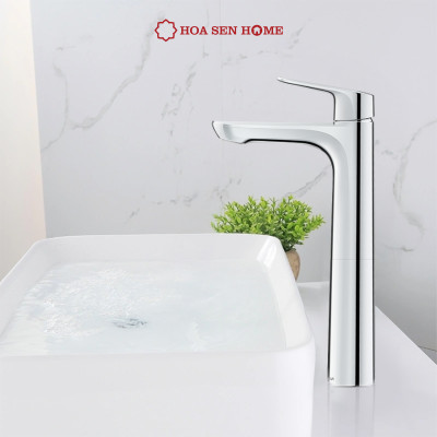 Vòi lavabo nóng lạnh TUSLO F008 Luxury chất liệu đồng nguyên chất, mạ Crom-Niken, công nghệ tạo bọt khí hiện đại - Hoa Sen Home - Hàng chính hãng