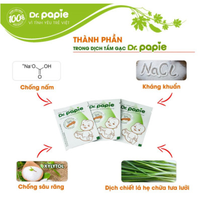Gạc Rơ Lưỡi, Vệ Sinh Răng Miệng Cho Bé Dr Papie (1 hộp 30 gói)
