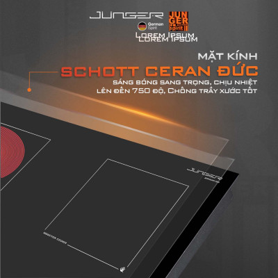 Bếp đôi điện từ hồng ngoại JUNGER MTD-18 3400W Không kén nồi Hàng Chính Hãng Bảo Hành 36 Tháng