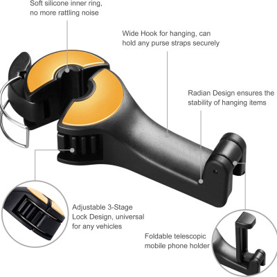 Móc Treo Đồ Sau Ghế Có Giá Đỡ Điện Thoại Dành Cho Xe Hơi