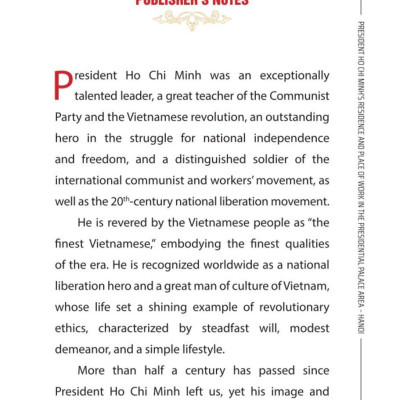 President Ho Chi Minh’s Residence  and Place of Work in the Presidential Palace Area - Ha Noi