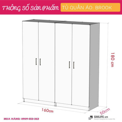 Tủ để quần áo gỗ MDF thiết kế hiện đại SMLIFE Brook