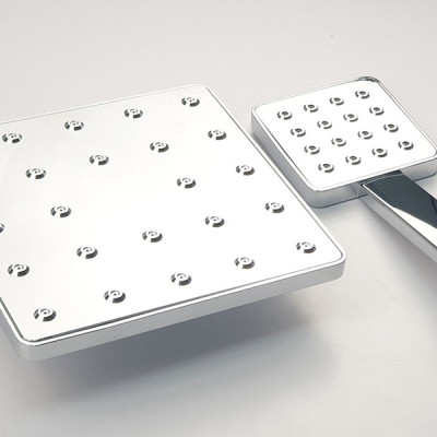 Bộ đài sen, tay sen vuông nhựa ABS mạ Chrome cao cấp Eurolife EL-DSV 02 (Trắng bạc)