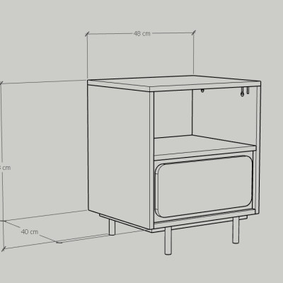 [Happy Home Furniture] SWEETY, Táp đầu giường 2 ngăn - chân sắt, 48cm x 40cm x 58cm ( DxRxC), THK_080