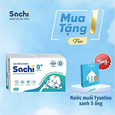 Mua Gạc Rơ Lưỡi Sachi 30 Gói - Tặng 5 ống muối Fysoline, Gạc Dr. Papie Vệ Sinh Răng Miệng Cho Bé