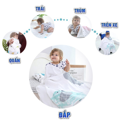 Chăn (mền) đũi cho bé từ sơ sinh đến tiểu học chất liệu sợi tre thiên nhiên và sợi Cotton, loại siêu mềm mịn, KT: 110x110cm, Bamboo Home - hàng chính hãng BBH05