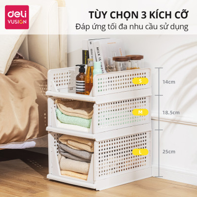 Kệ Ngăn Kéo Nhựa Phân Chia Tủ Quần Áo DELI Khay Ngăn Kéo Đa Năng Đựng Quần Áo Vật Dụng