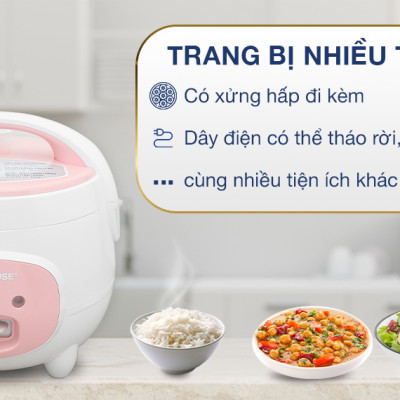 Nồi Cơm Điện Nắp Gài Sunhouse SHD8217W (1.2L) - Hàng chính hãng