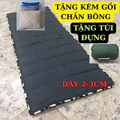 Đệm Gấp Ngủ Trưa Văn Phòng Gấp Gọn Loại Cao Cấp Dày 2cm 180x70cm MÀU XÁM - Tặng Kèm Túi Đựng Gối Văn Phòng Du Lịch Dã Ngoại Phượt