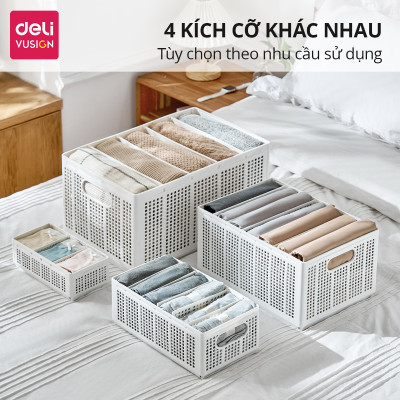 Hộp Nhựa Chia Ngăn DELI Có Thể Tháo Rời Xếp Chồng -Khay Nhựa Chia Ngăn Đựng Quần Áo Đồ