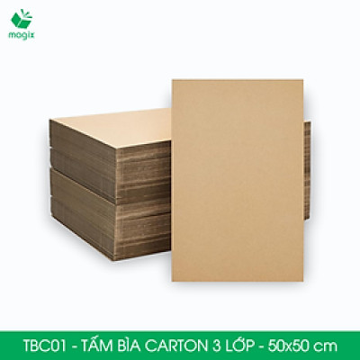 TBC01 - 50x50 cm - 5 tấm bìa carton 3 lớp nguyên tấm cứng cáp, bìa gói hàng, bìa mô hình