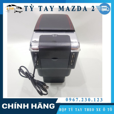 Hộp Tỳ Tay Ô TÔ Mazda 2 Tích Hợp Cổng Sạc USB