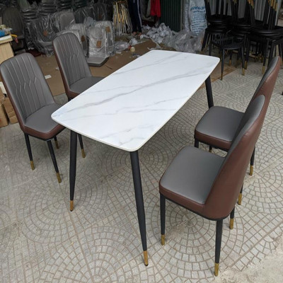 Bộ bàn ăn 4 ghế mặt đá ceramic ghế monet