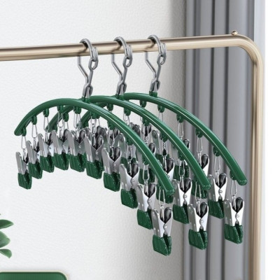 Combo Móc phơi quần áo inox có khóa móc treo chắc chắn - 10 kẹp được phủ nhựa chống sầy xước khi phơi đồ ( tặng móc dán inox to ) Hàng Cao Cấp