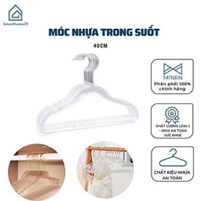 Set 10 Móc Treo Quần Áo Bằng Nhựa Trong Suốt Lấp Lánh Sang Trọng 40cm - LOẠI 1 - HÀNG CHÍNH HÃNG MINIIN