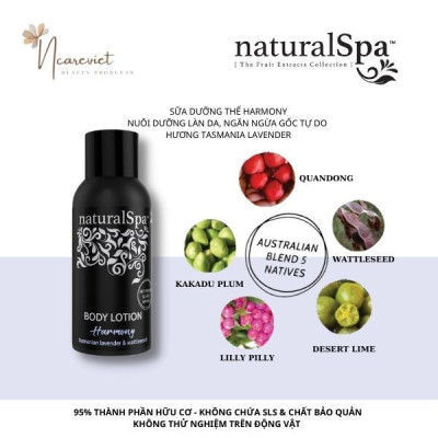 Dưỡng thể hữu cơ nuôi dưỡng làn da, ngăn ngừa gốc tự do - naturalSpa Harmony Body Lotion