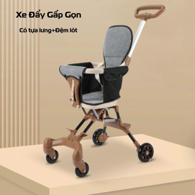 Xe đẩy cho bé, Xe đẩy gấp gọn em bé đi du lịch siêu gọn nhẹ (Tặng Kèm Đệm Ghế, Có Thể Đảo Chiều)