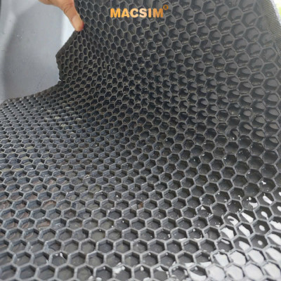 Thảm ô tô sd3  2 lớp dạng lưới lục giác Hyundai Custin màu đen - bề mặt cao su siêu sạch - Macsim