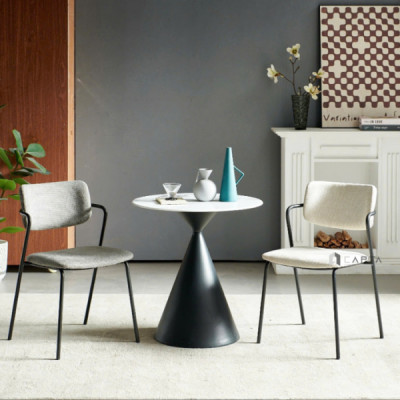 Ghế cafe nhà hàng nệm vải CC3011-F Nội thất Capta Ghế ăn vải bố thiết kế hở lưng chân sắt sơn tĩnh điện màu đen