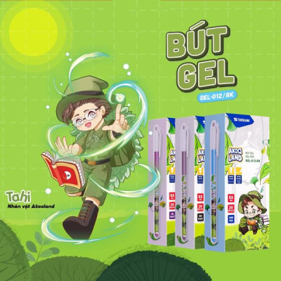 Hộp 20 Bút Gel 0.5 mm - Nhân Vật Akooland Tahi - Thiên Long Gel-012/AK - Mực Đen