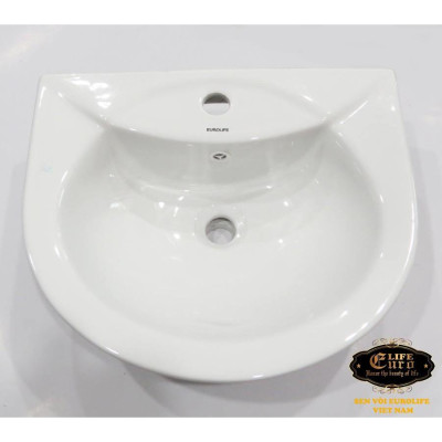 Chậu Lavabo sứ men Nano tuyết chân treo Eurolife EL-LVB01 (Trắng)