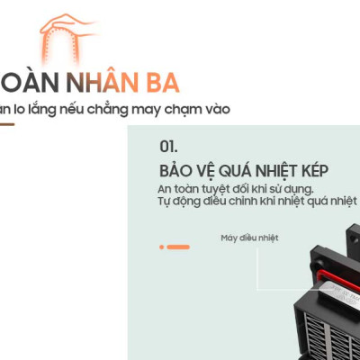 Máy Sưởi Ấm Gốm Bear DNQ-C20B1 Không Làm Khô Da Công Suất 2000W - Hàng Chính Hãng