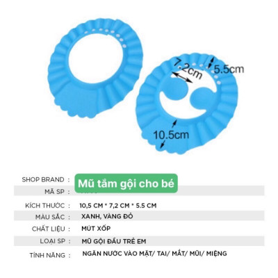COMBO 2 Nón Gội Đầu An Toàn Cho Bé Mũ Gội Đầu Chắn Nước Che Tai – Giao Màu Ngẫu Nhiên