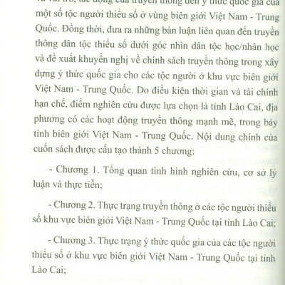 Truyền Thông Và Ý Thức Quốc Gia Của Một Số Tộc Người Ở Vùng Biên Giới Việt Nam - Trung Quốc (Sách chuyên khảo) - Viện Hàn lâm Khoa học Xã hội Việt Nam - Viện Dân tộc học; Trần Hồng Thu chủ biên 