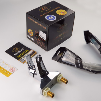 Vòi Lavabo 2 chân Đồng mạ Chrome Eurolife EL-IRIS03 ( Trắng bạc)