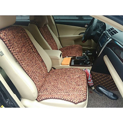 Đệm Lót Ghế Xe Ô Tô Hạt Gỗ Hương Mộc Hạt 1.2cm - Đan kết viền mép cao cấp ( hình thật )