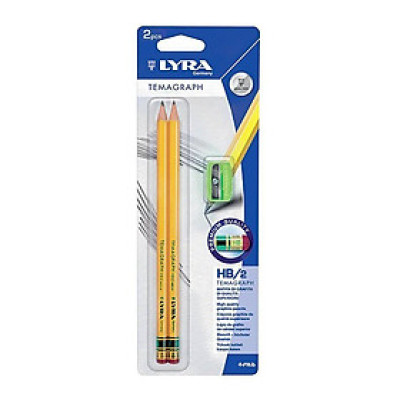 Bút chì đen Lyra Temagraph HB/2 - Vỉ 2 chiếc kèm gọt chì (Đức)