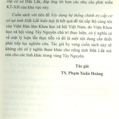 Xây Dựng Hệ Thống Chính Trị Cấp Cơ Sở Tại Tỉnh Đắk Lắk Hiện Nay (Sách chuyên khảo)