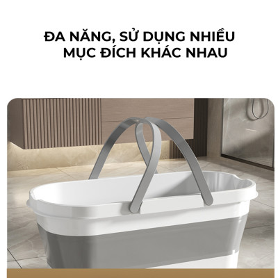 Chậu Gấp Gọn Tiện Lợi Giặt Cây Lau Nhà Chùi Kính Xô Đựng Nước Gấp Gọn Đa Năng Có Bánh Xe Dung Tích 12L