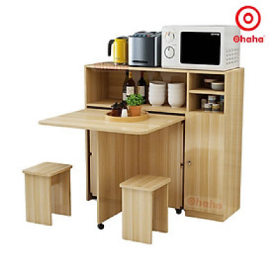 [ Miễn phí giao hàng và lắp đặt tại TP.HCM] Bộ bàn ăn thông minh xếp gọn kèm hệ tủ đồ - BA011