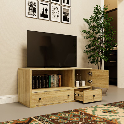 HAPPY FURNITURE , ZACY - Kệ TV 2 ngăn kéo, KTV_063 , 100cm x 40cm x 46cm DxRxC, Sản phẩm phổ thông